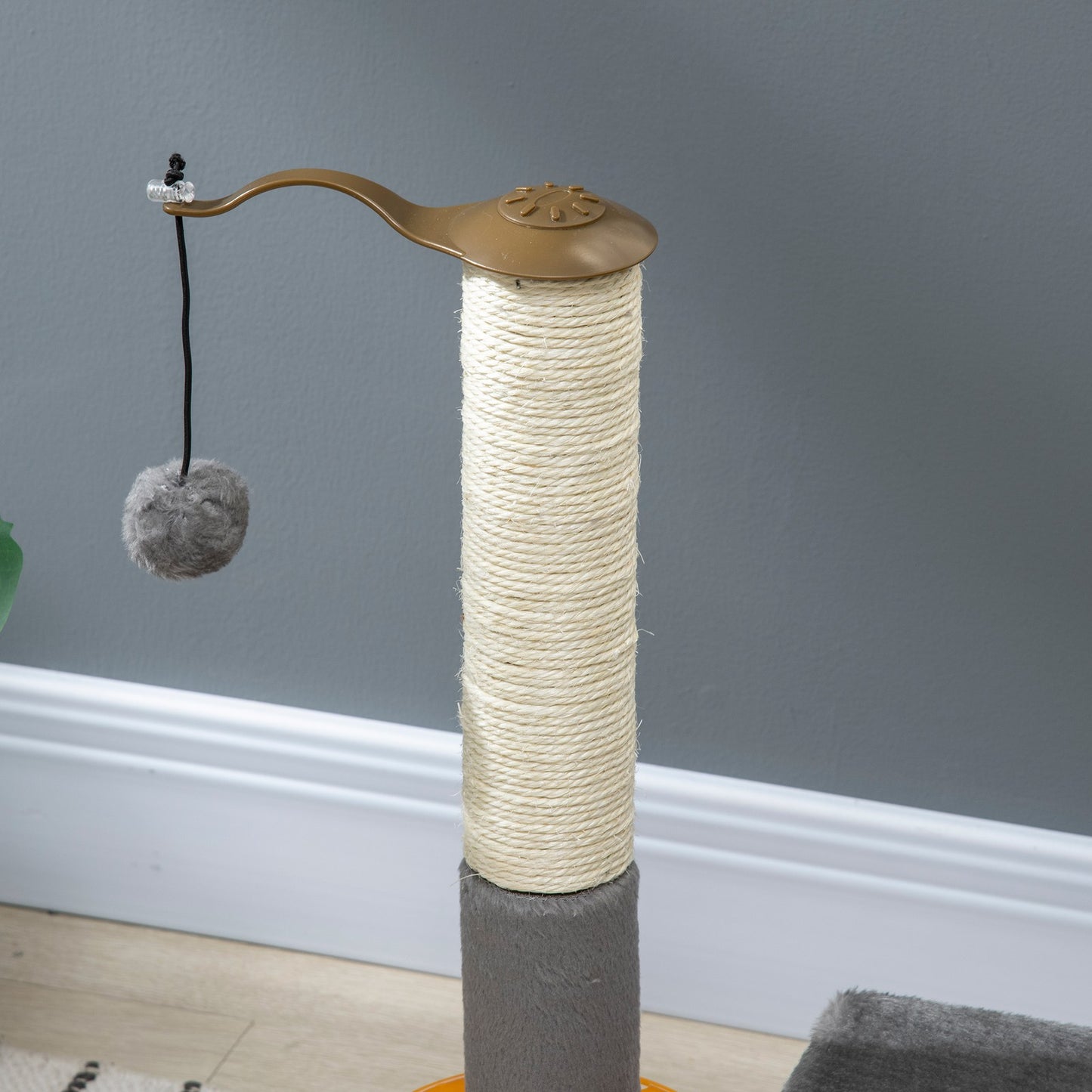 Pawhut 56Cm Cat Tree for Indoor Cats, Scratching Post W/ Cat Toys - Grey