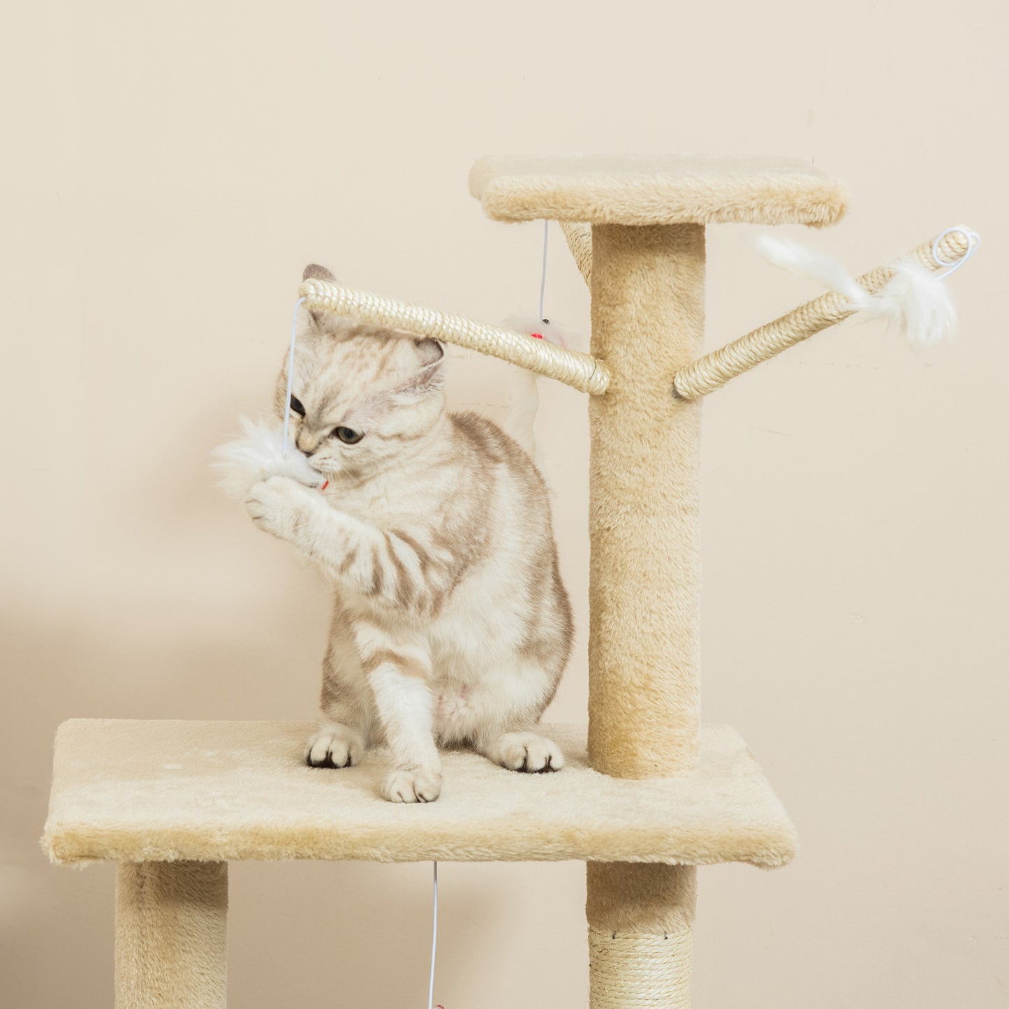 Cat Tree Kitty Activity Centre Condo Scratching Post with Toys 131Cm