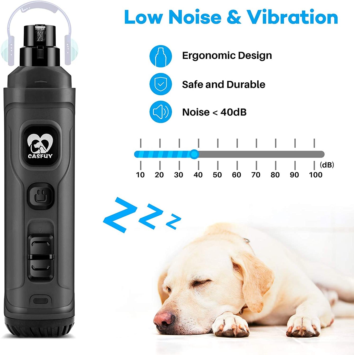 Dog Nail Grinder with 2 LED Light - New Version 2-Speed Powerful Electric Pet Nail Trimmer