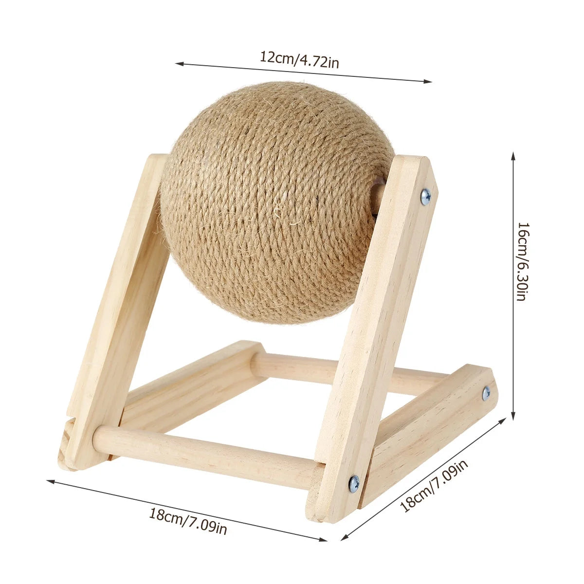 Cat Scratching Ball Natural Sisal with Catnip Interactive Solid Wood Scratcher Ball