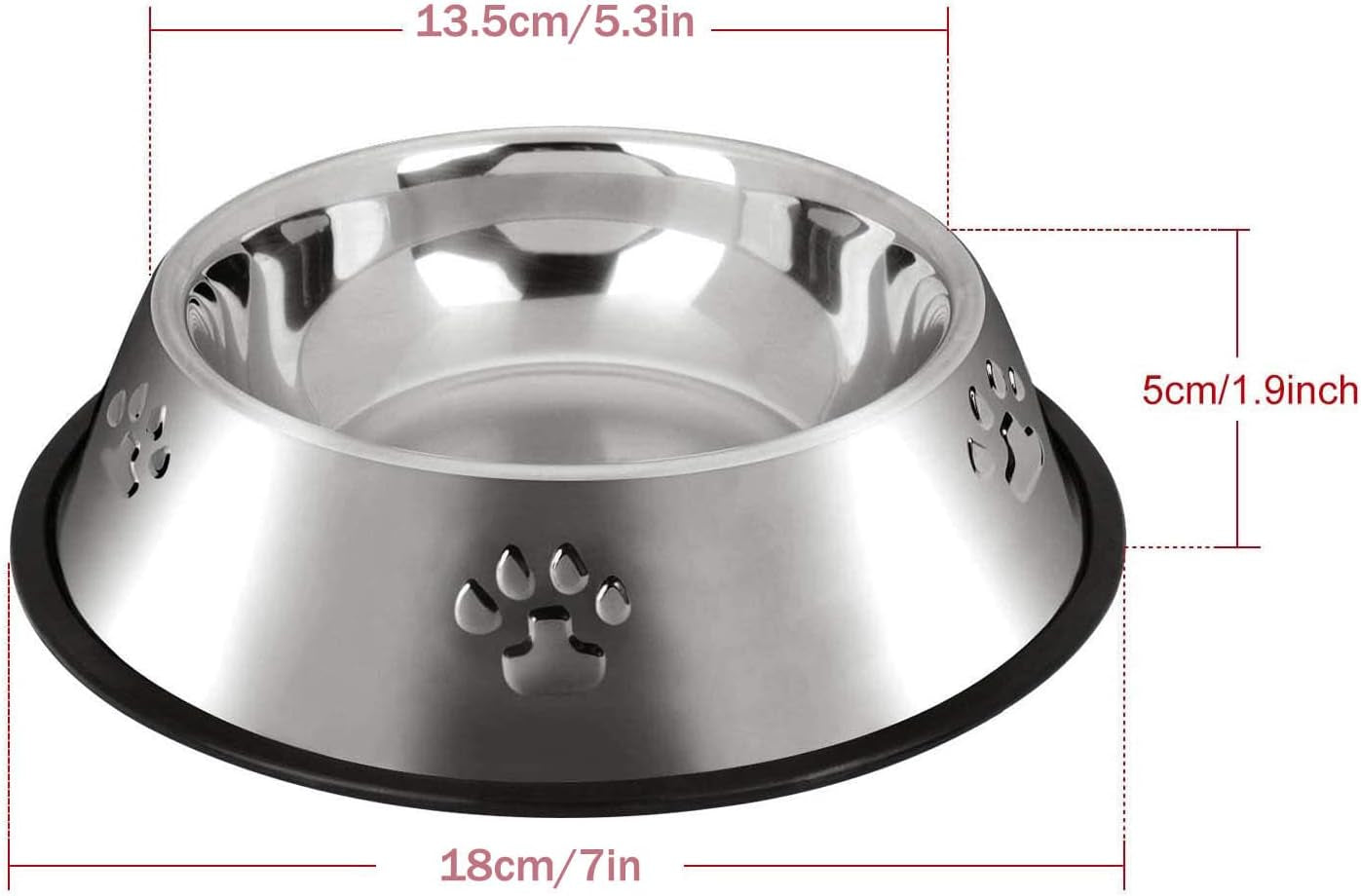 2 Stainless Steel Bowl shallow with Rubber Base