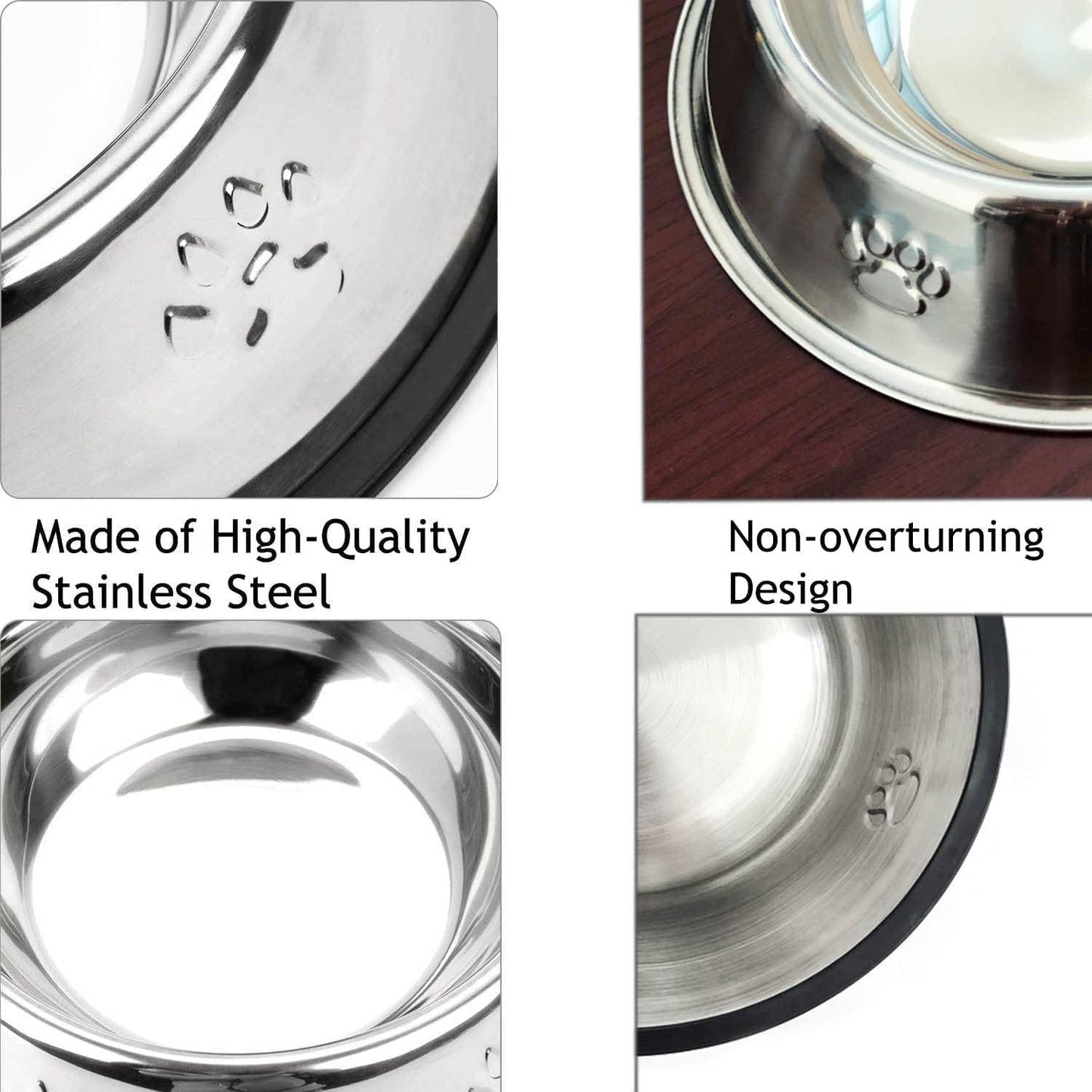 2 Stainless Steel Bowl shallow with Rubber Base
