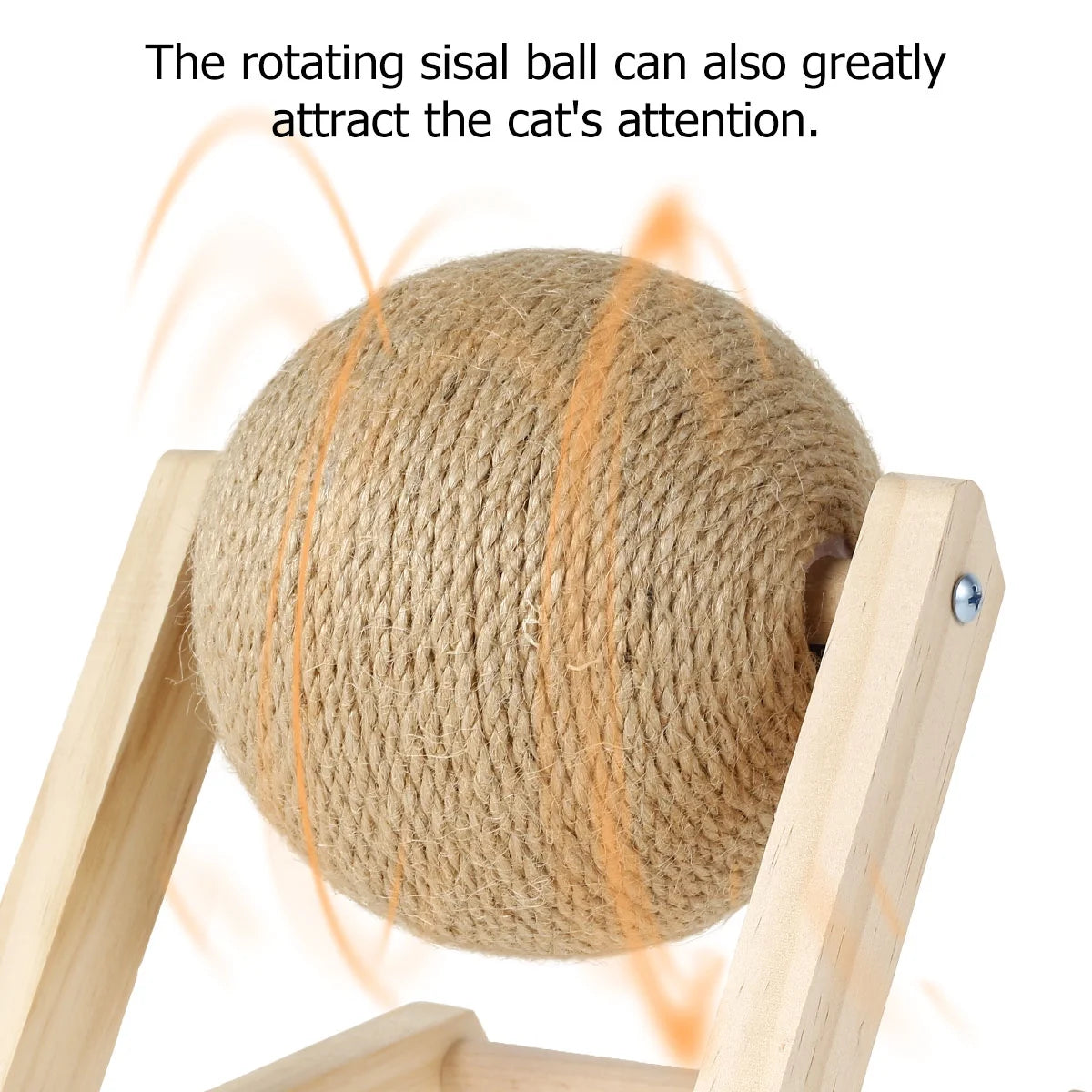 Cat Scratching Ball Natural Sisal with Catnip Interactive Solid Wood Scratcher Ball