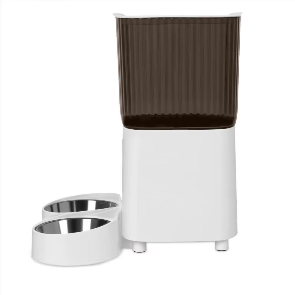 Smart Pet Feeder with Dual Bowls Wifi APP Remote Control 5L Transparent Storage Bucket Automatic Food Dispenser
