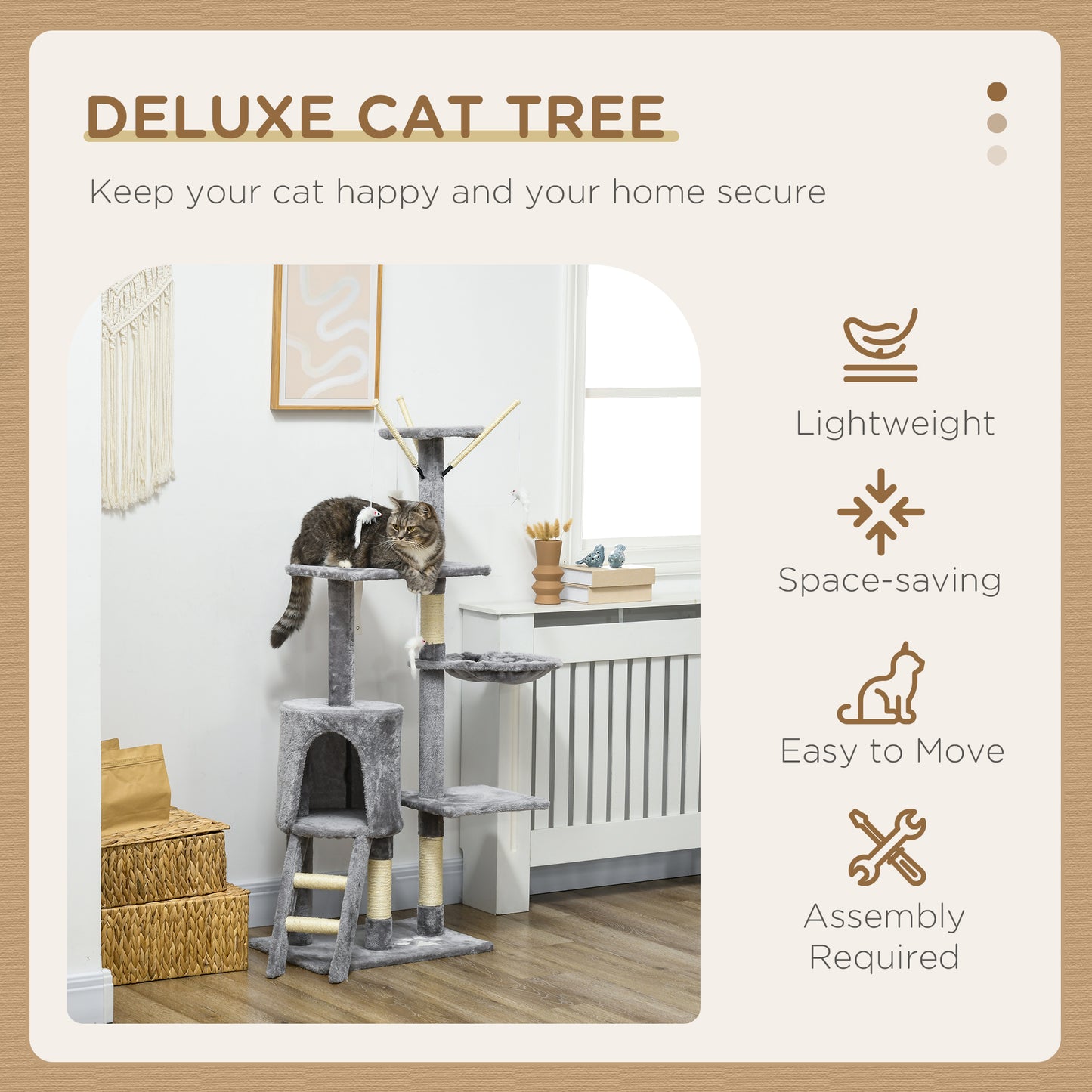 Cat Tree Kitty Activity Centre Condo Scratching Post with Toys 131Cm