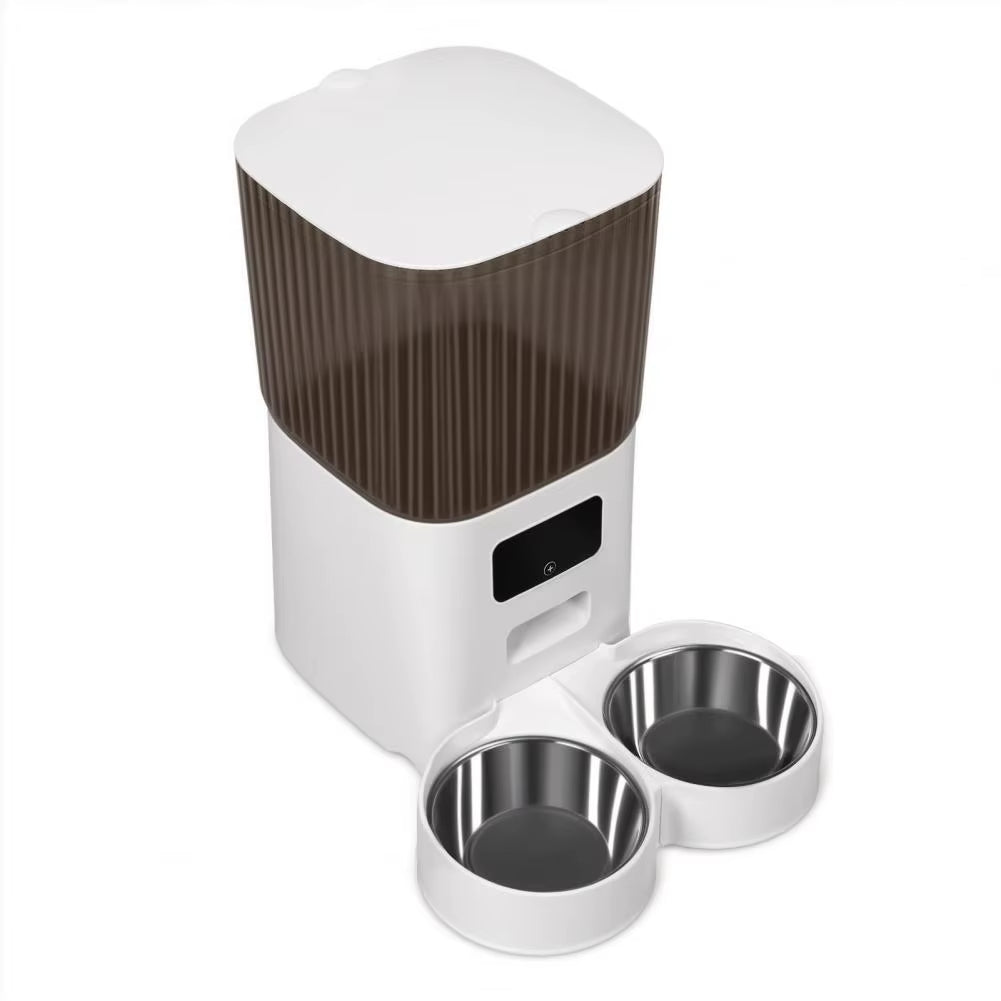 Smart Pet Feeder with Dual Bowls Wifi APP Remote Control 5L Transparent Storage Bucket Automatic Food Dispenser