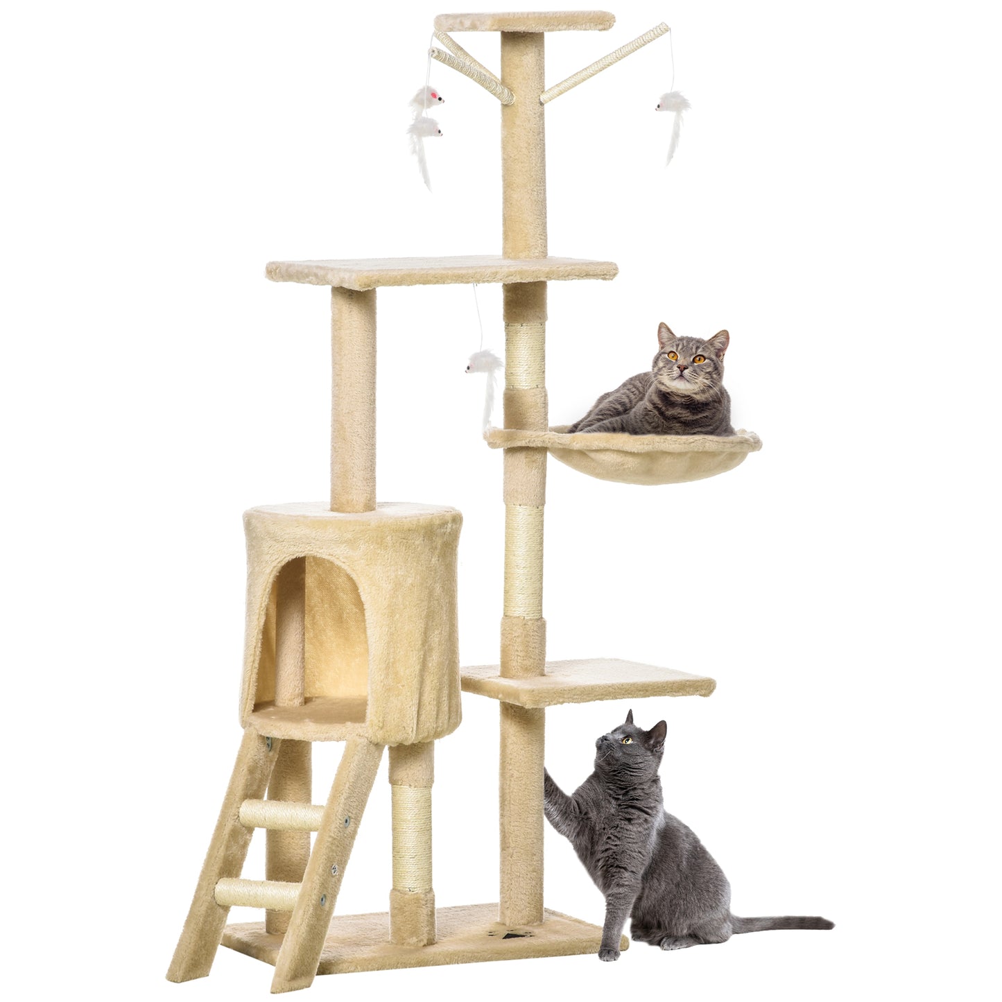 Cat Tree Kitty Activity Centre Condo Scratching Post with Toys 131Cm
