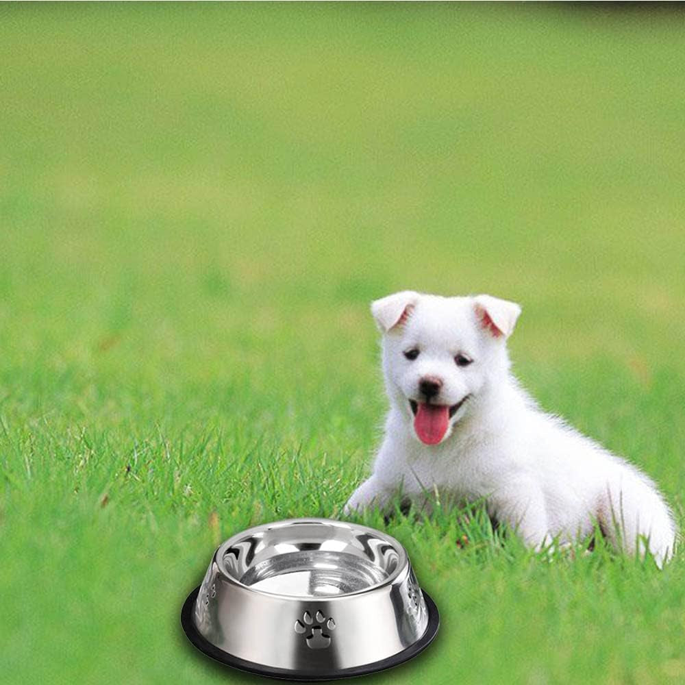 2 Stainless Steel Bowl shallow with Rubber Base