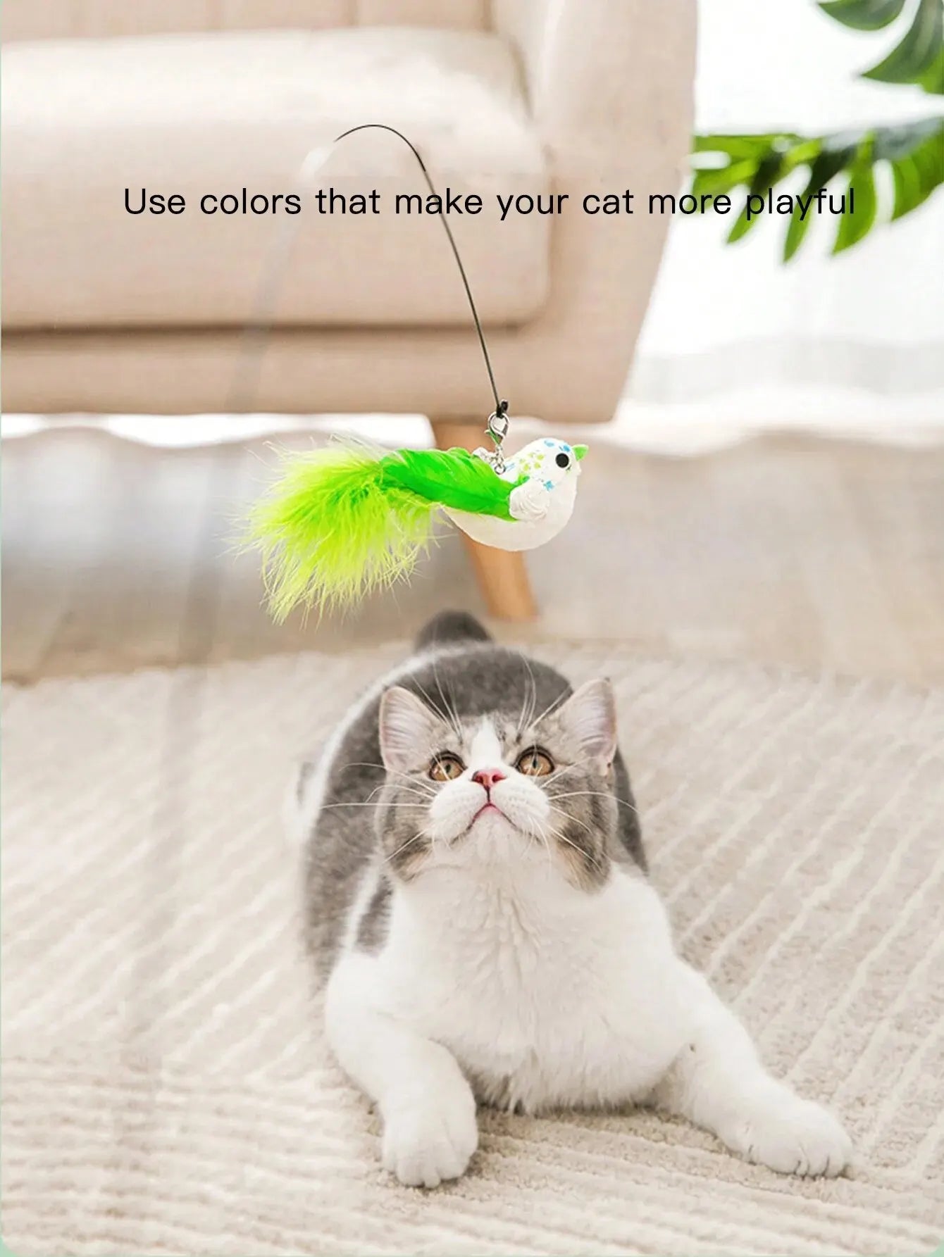 Interactive Toy Simulate Bird Interactive Sucker Feather Bell Funny Cat Toys