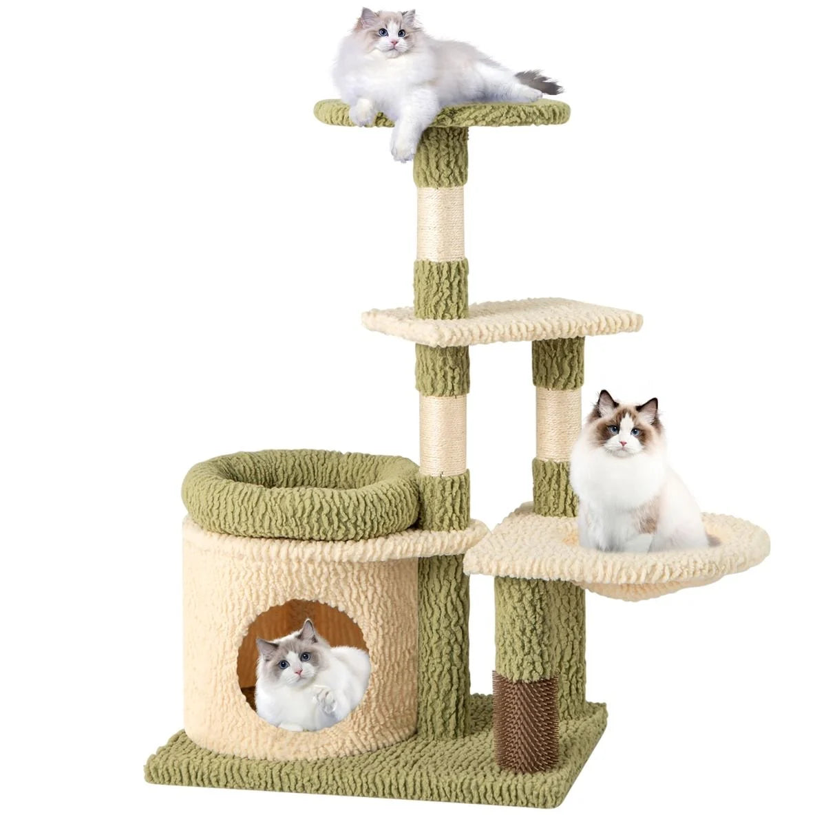 97 Cm Multi-Level Tall Cat Tree with Condo and Bed