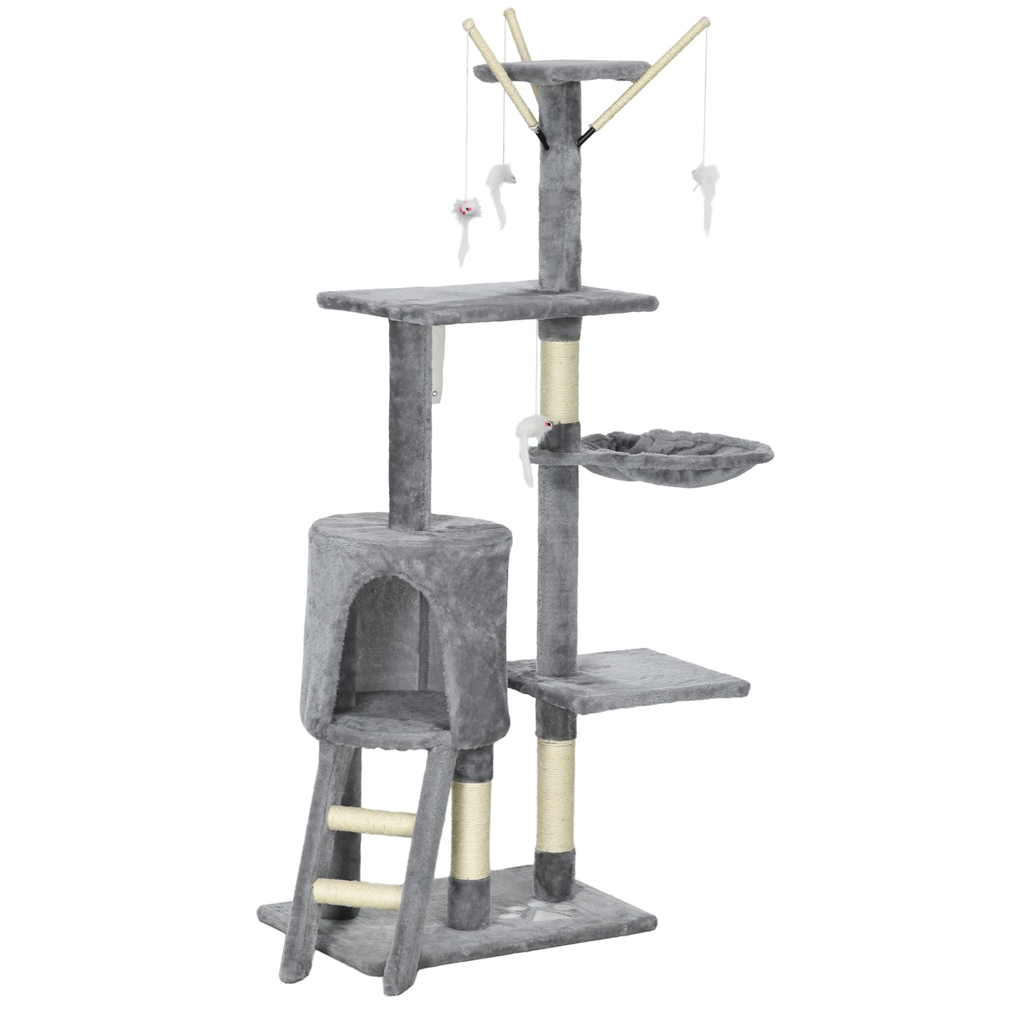 Cat Tree Kitty Activity Centre Condo Scratching Post with Toys 131Cm