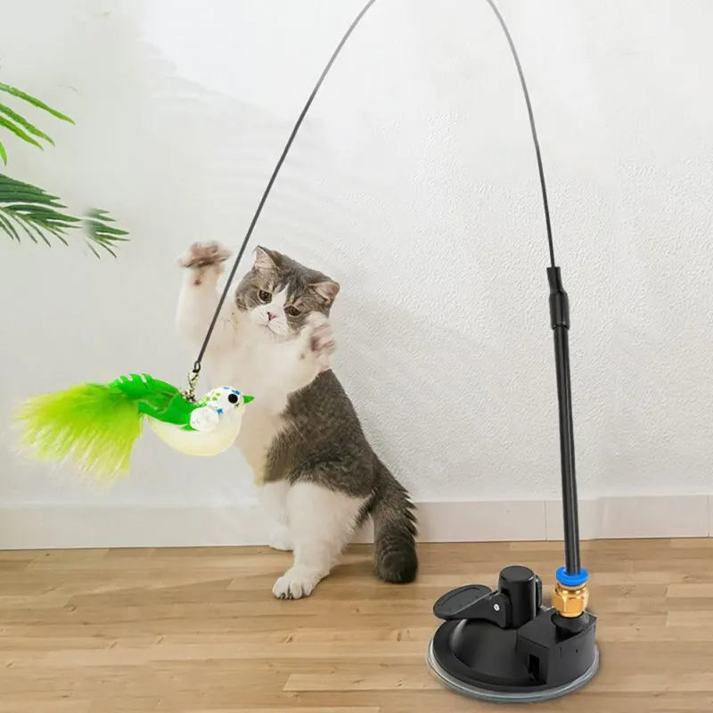 Interactive Toy Simulate Bird Interactive Sucker Feather Bell Funny Cat Toys