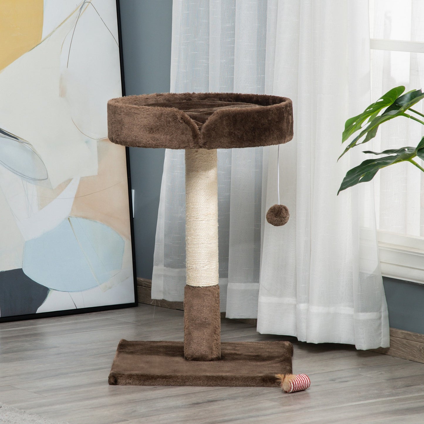 Pawhut Small Cat Tree for Indoor Cats W/ Sisal Scratching Post Bed Cushion Toy