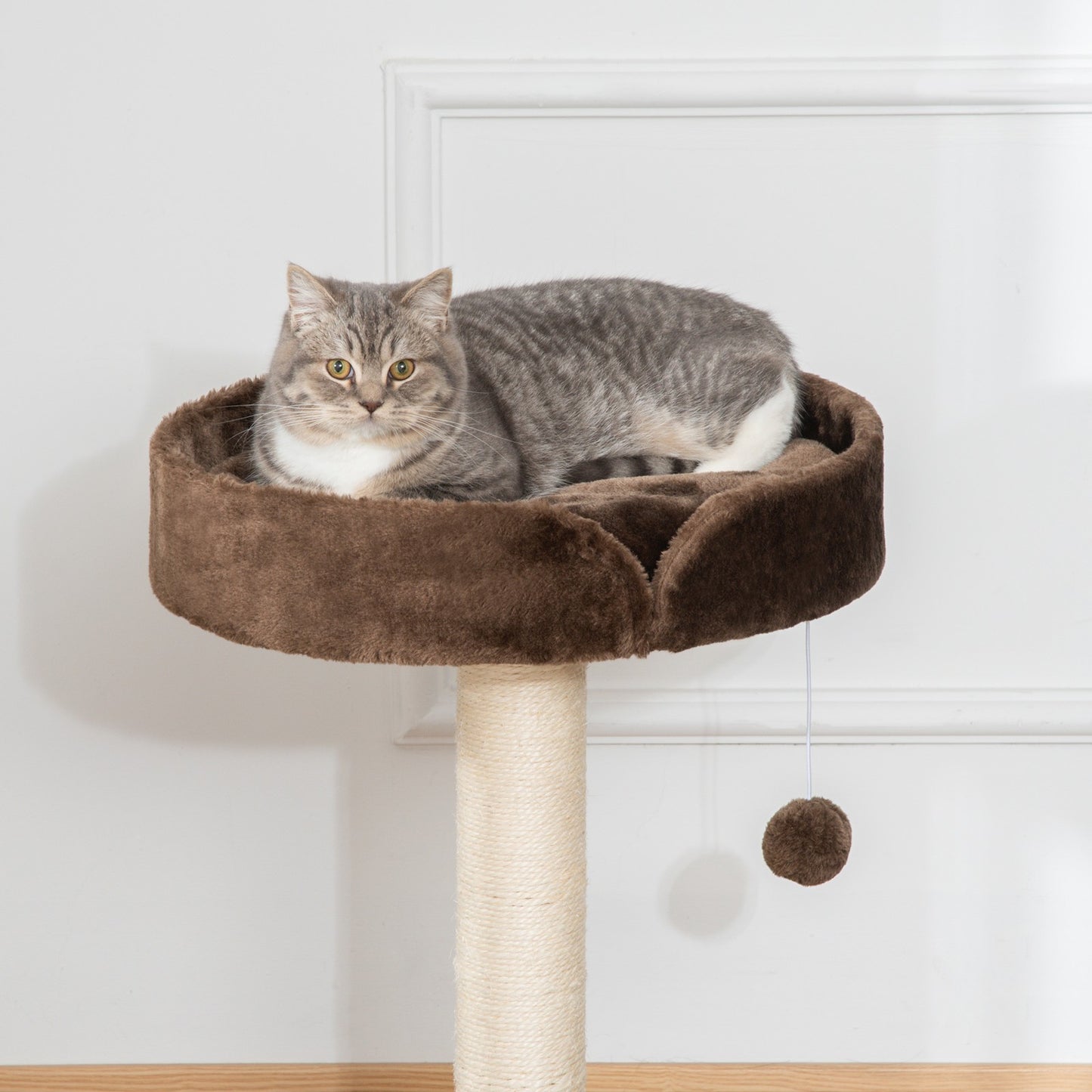 Pawhut Small Cat Tree for Indoor Cats W/ Sisal Scratching Post Bed Cushion Toy
