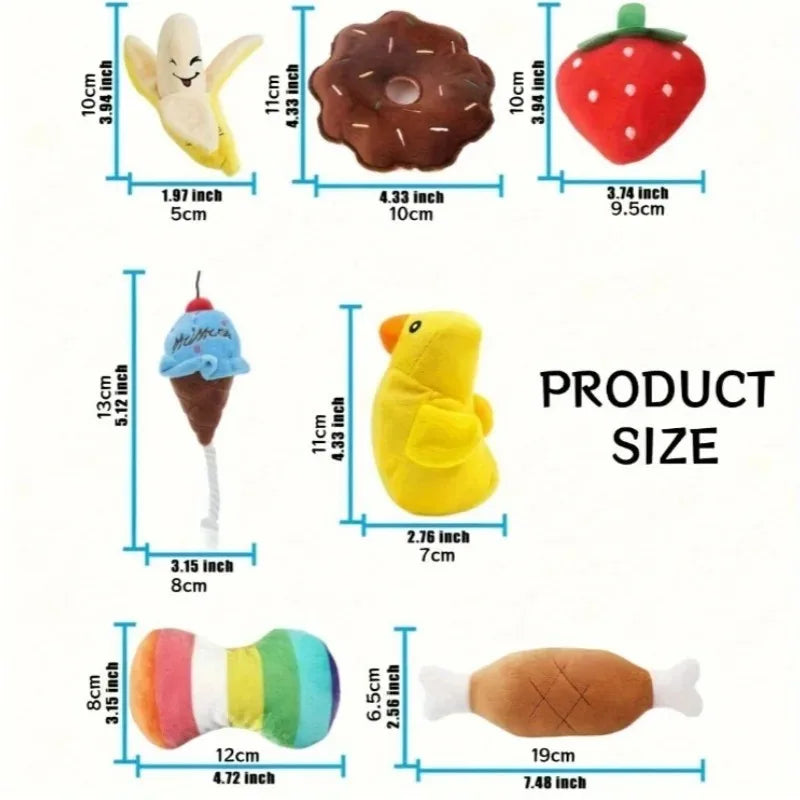 7-Piece Plush Puppy Toy Set - Includes Chew Toys, Squeaky fruit & Veggie Shapes