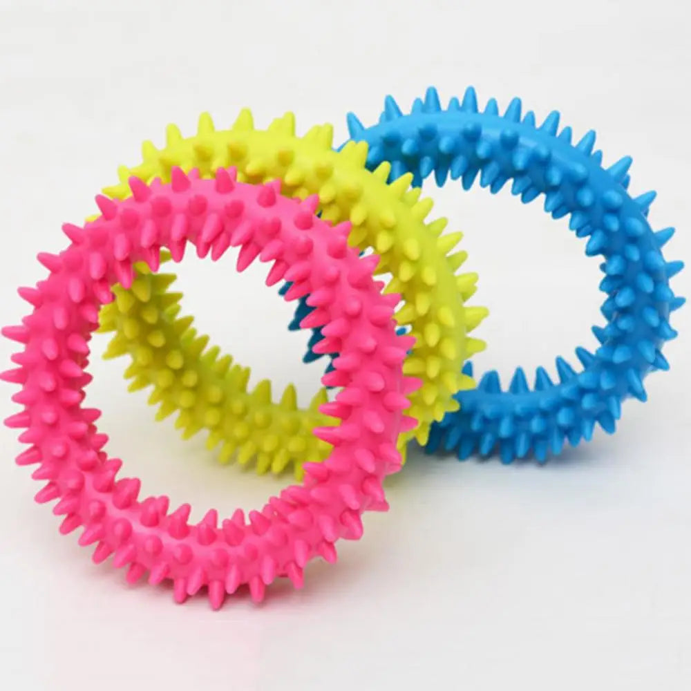 Spiky Chew Ring Toy for Dogs - Soft, Durable & Teeth-Cleaning