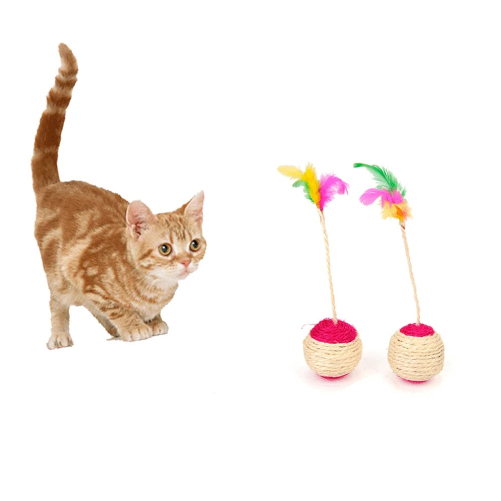 1PC Pet Cat Toy Colorful Feather Blanket Ball