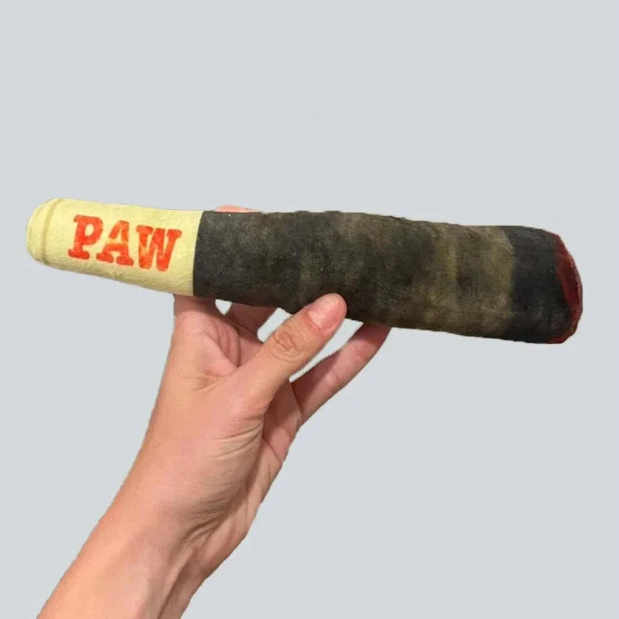Cigar Plush Dog Toy - Squeaky, Fun & Teeth- Friendly