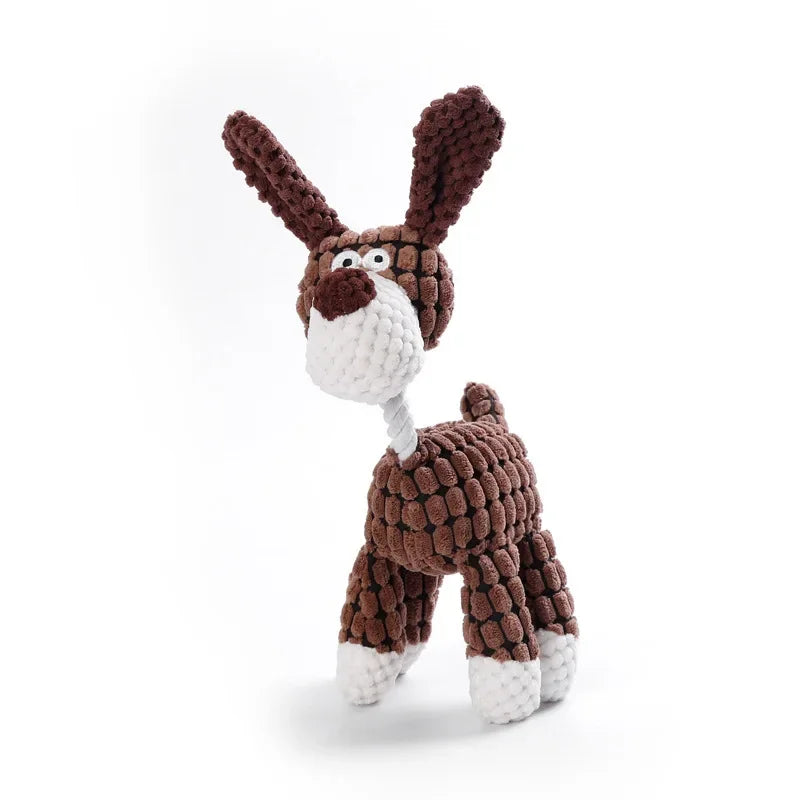 Animal Plush Dog Toy - Soft, Squeaky & Bite-Resistant