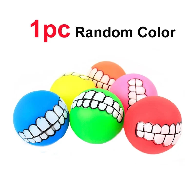 1pc Rubber Squeaky Ball - Cleans Teeth & Keeps Puppies Busy