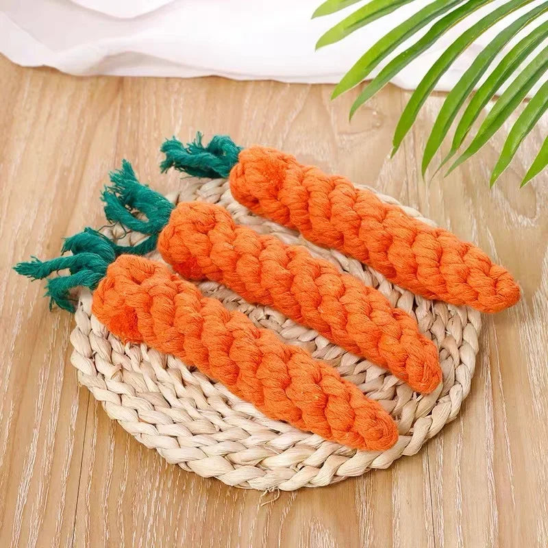 Braided Carrot Animal Chew Toy - Tough, Bite-Resistant & Fun