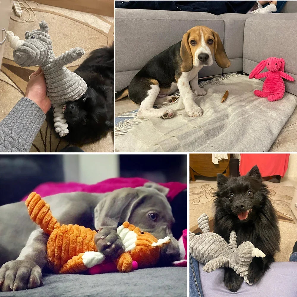 Animal Plush Dog Toy - Soft, Squeaky & Bite-Resistant