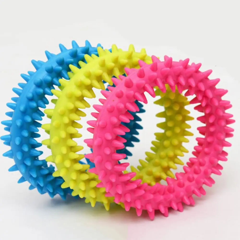 Spiky Chew Ring Toy for Dogs - Soft, Durable & Teeth-Cleaning