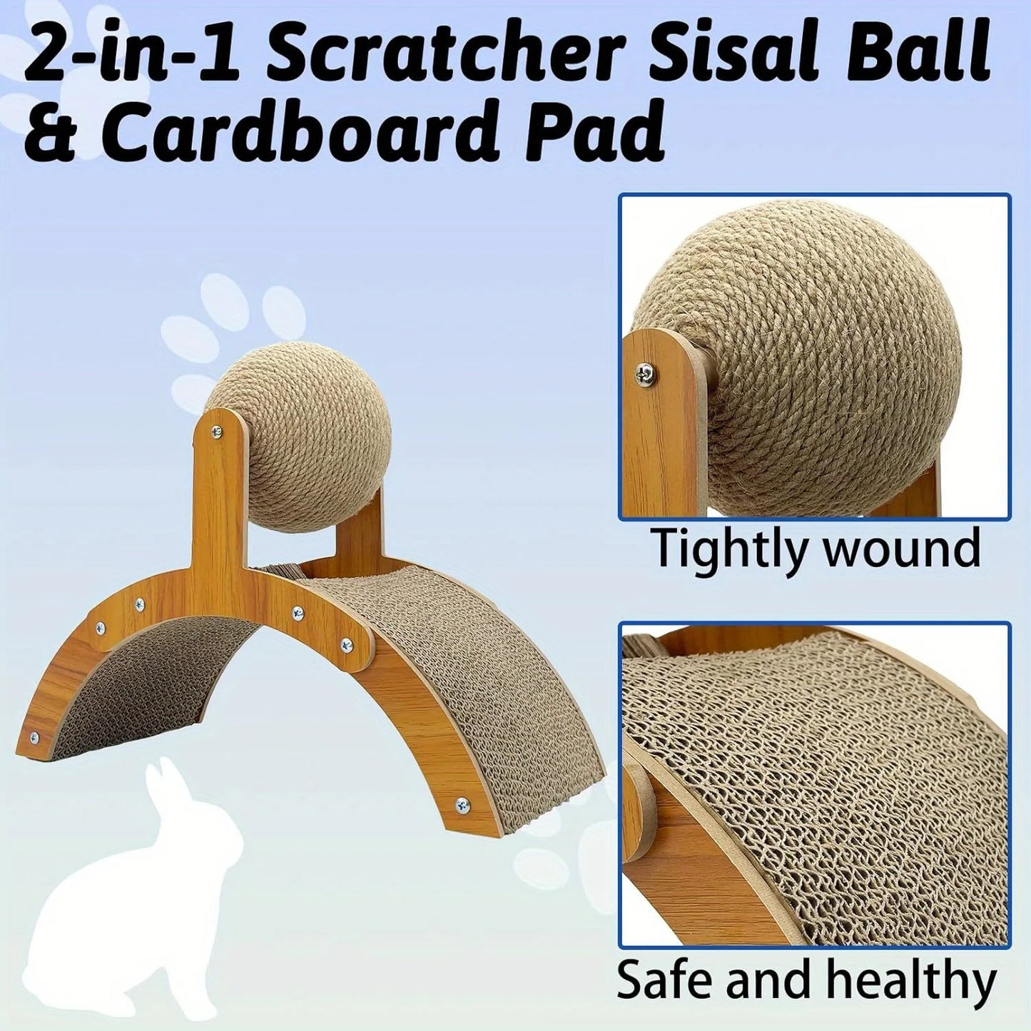 2 In 1 Cat Scratching Ball Wooden Cat Scratcher