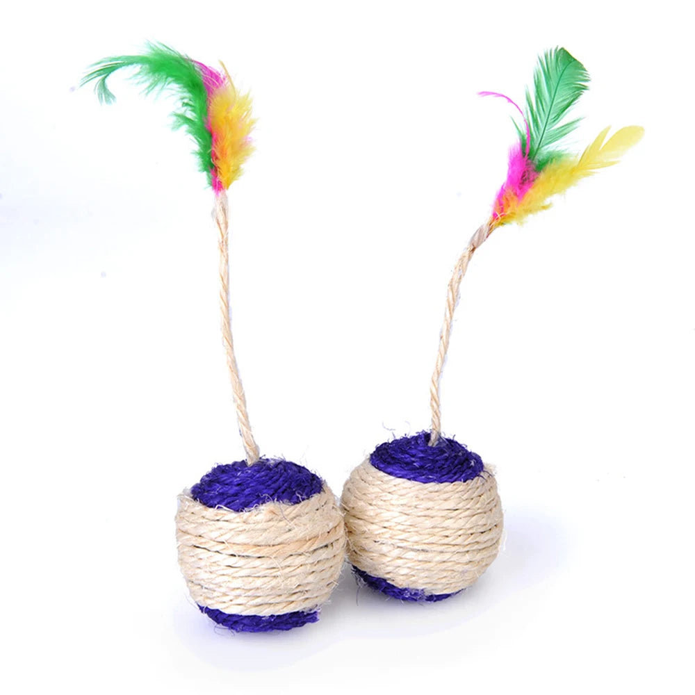 1PC Pet Cat Toy Colorful Feather Blanket Ball
