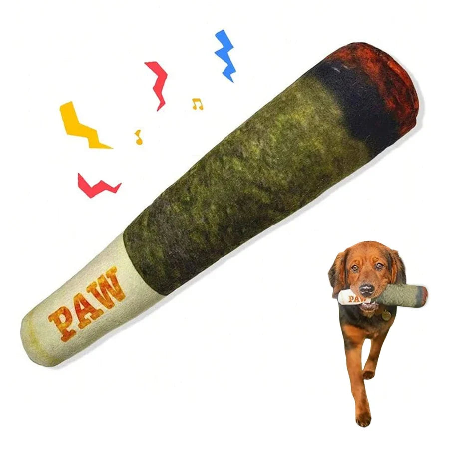 Cigar Plush Dog Toy - Squeaky, Fun & Teeth- Friendly