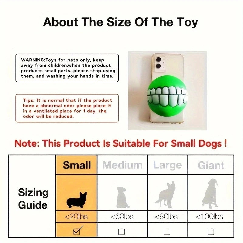 1pc Rubber Squeaky Ball - Cleans Teeth & Keeps Puppies Busy
