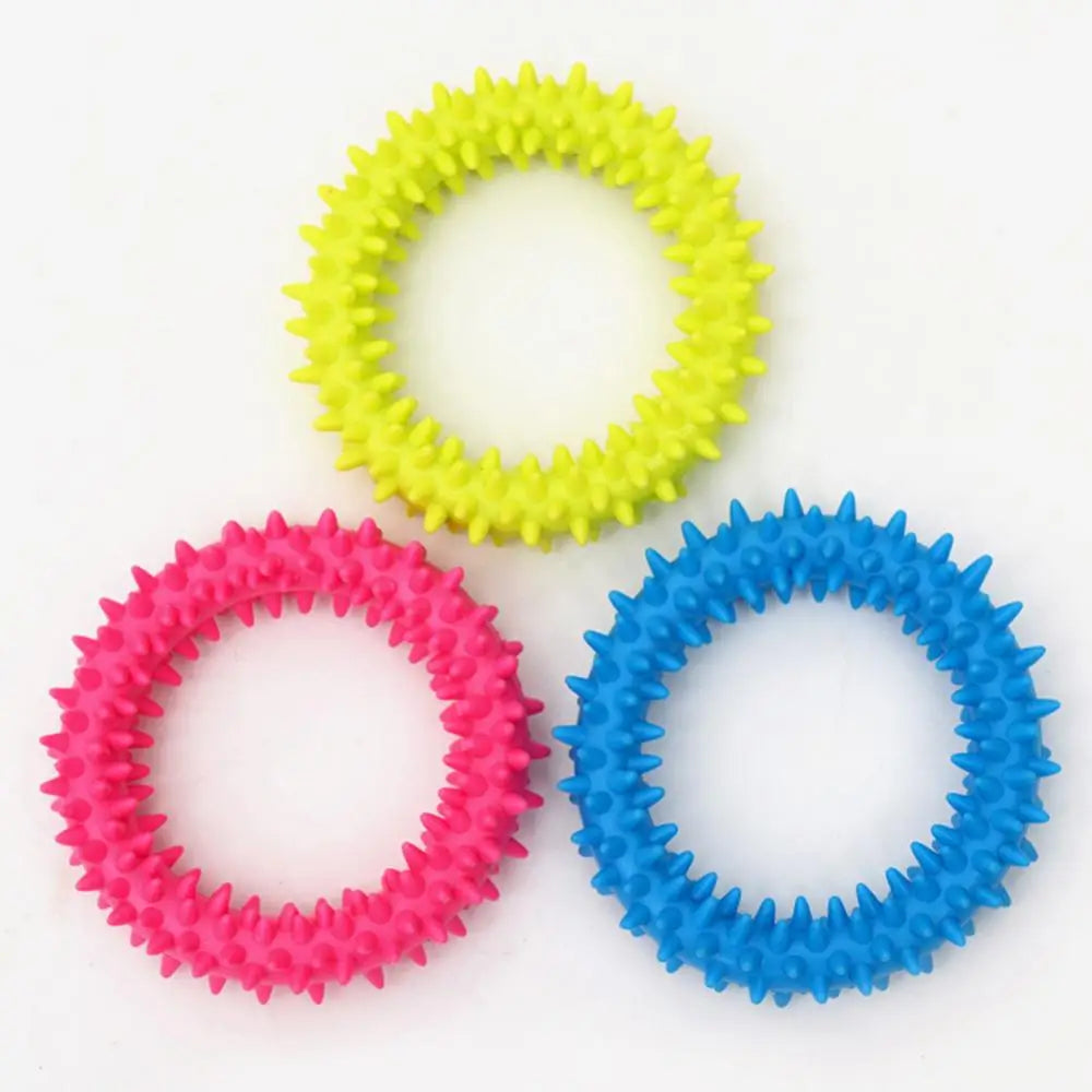 Spiky Chew Ring Toy for Dogs - Soft, Durable & Teeth-Cleaning