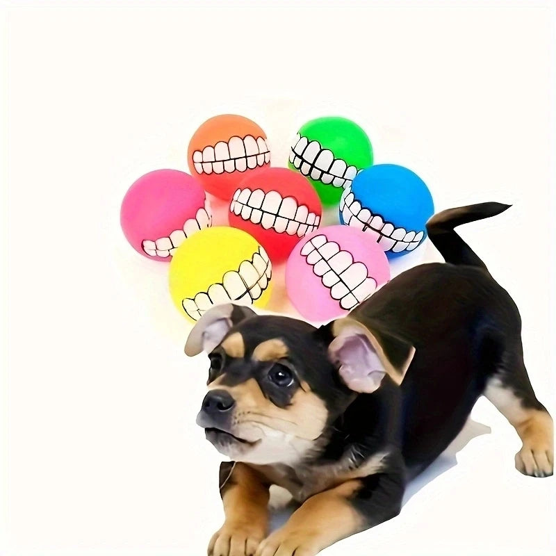 1pc Rubber Squeaky Ball - Cleans Teeth & Keeps Puppies Busy
