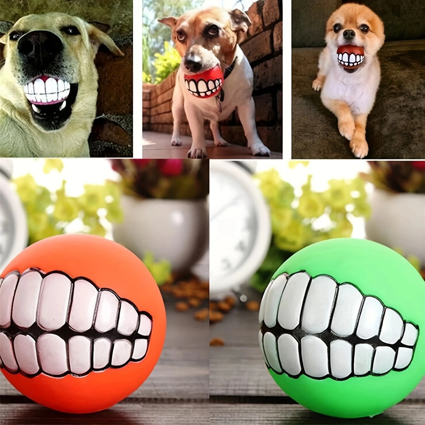1pc Rubber Squeaky Ball - Cleans Teeth & Keeps Puppies Busy