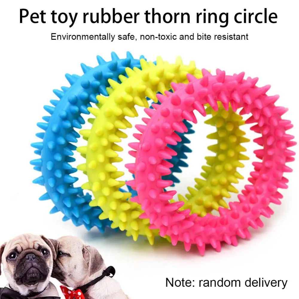 Spiky Chew Ring Toy for Dogs - Soft, Durable & Teeth-Cleaning