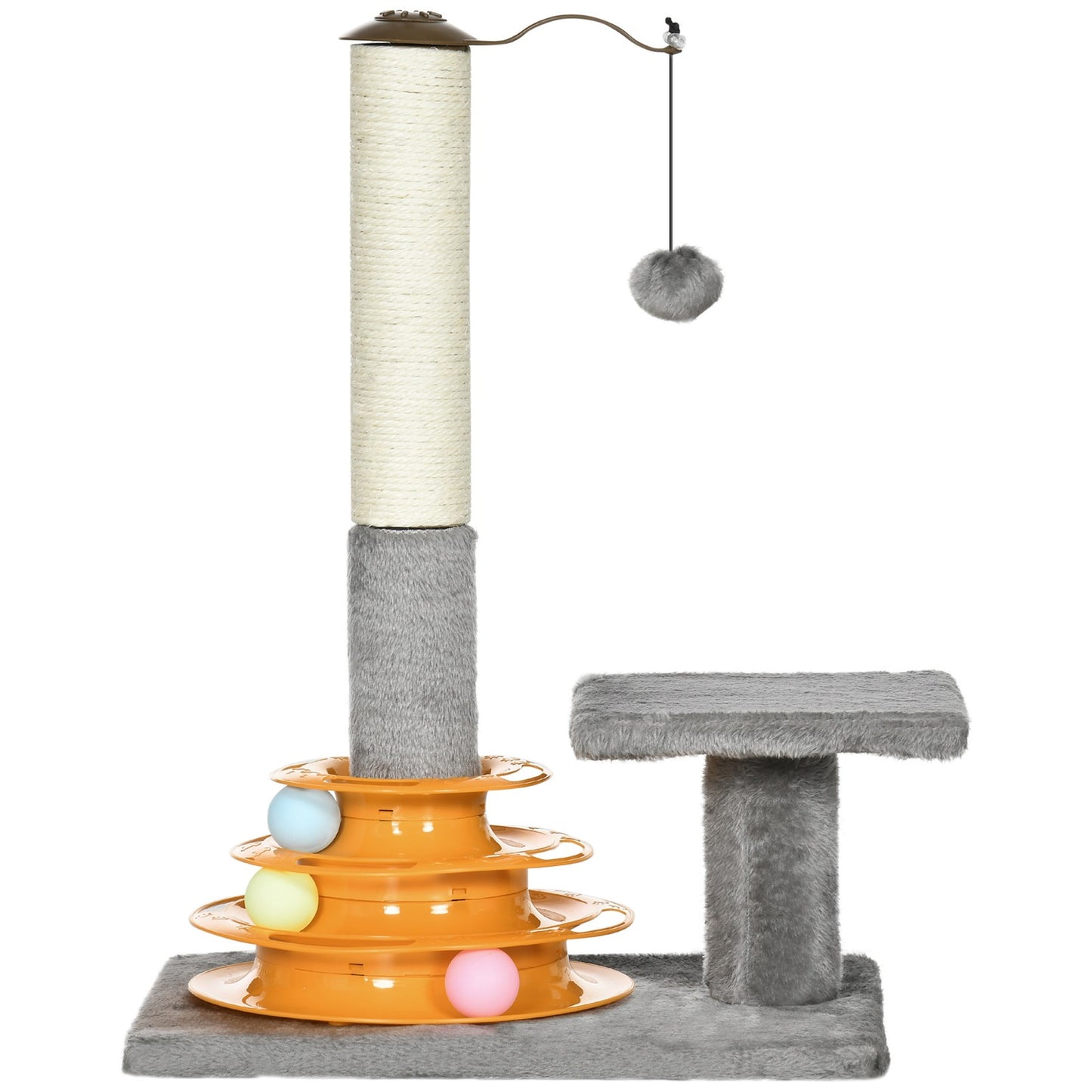 Pawhut 56Cm Cat Tree for Indoor Cats, Scratching Post W/ Cat Toys - Grey