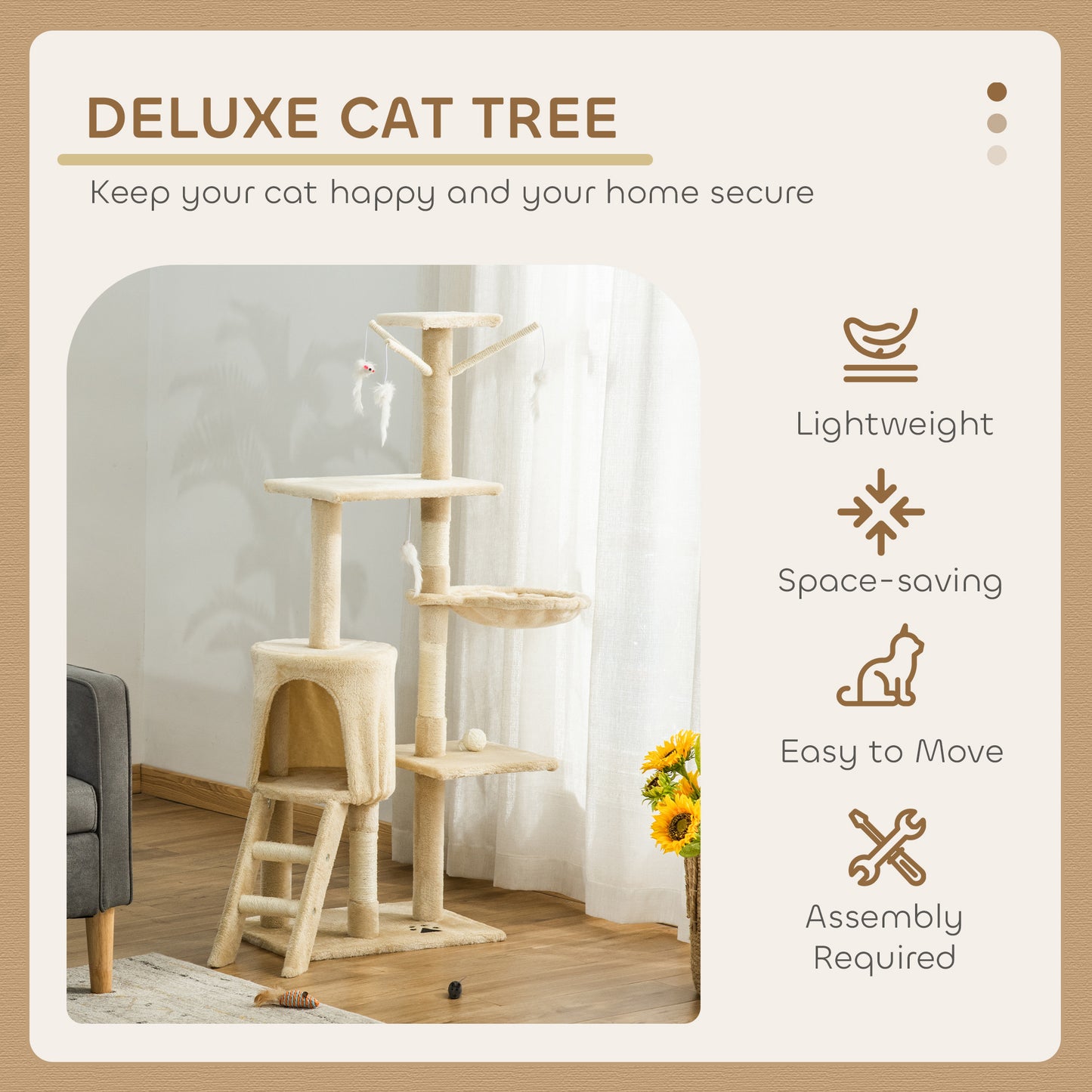 Cat Tree Kitty Activity Centre Condo Scratching Post with Toys 131Cm