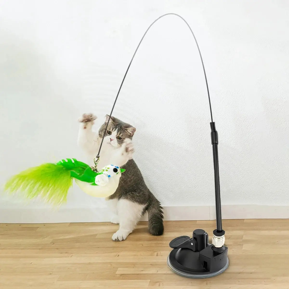 Interactive Toy Simulate Bird Interactive Sucker Feather Bell Funny Cat Toys