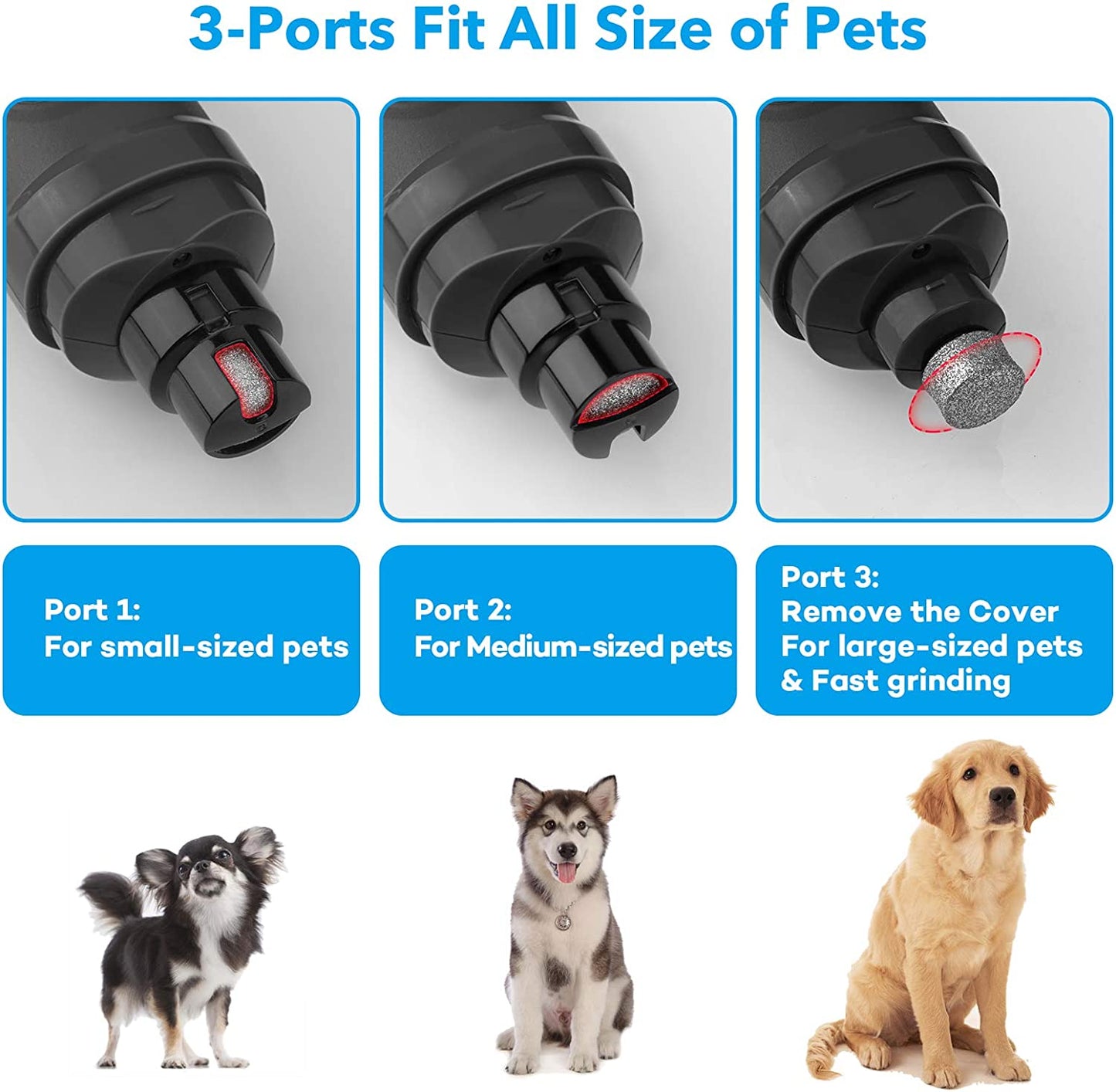 Dog Nail Grinder with 2 LED Light - New Version 2-Speed Powerful Electric Pet Nail Trimmer