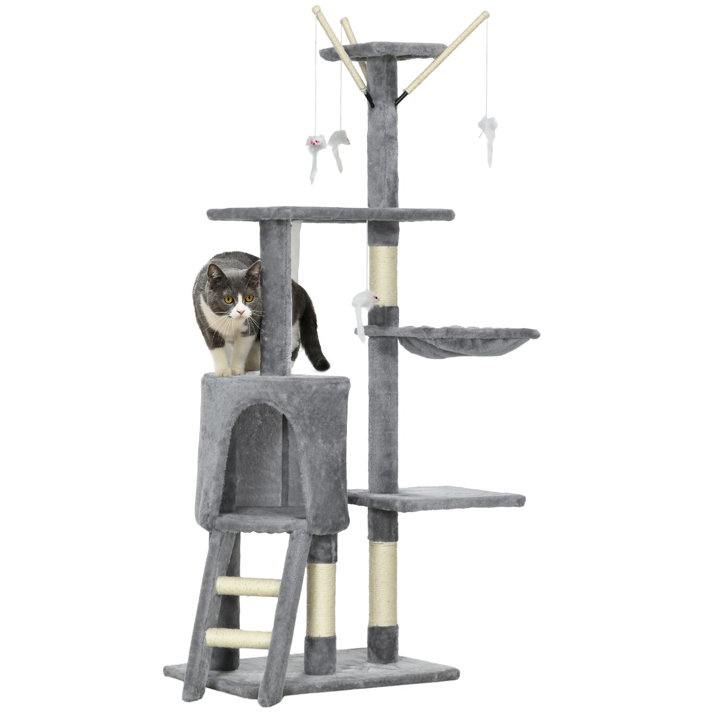 Cat Tree Kitty Activity Centre Condo Scratching Post with Toys 131Cm