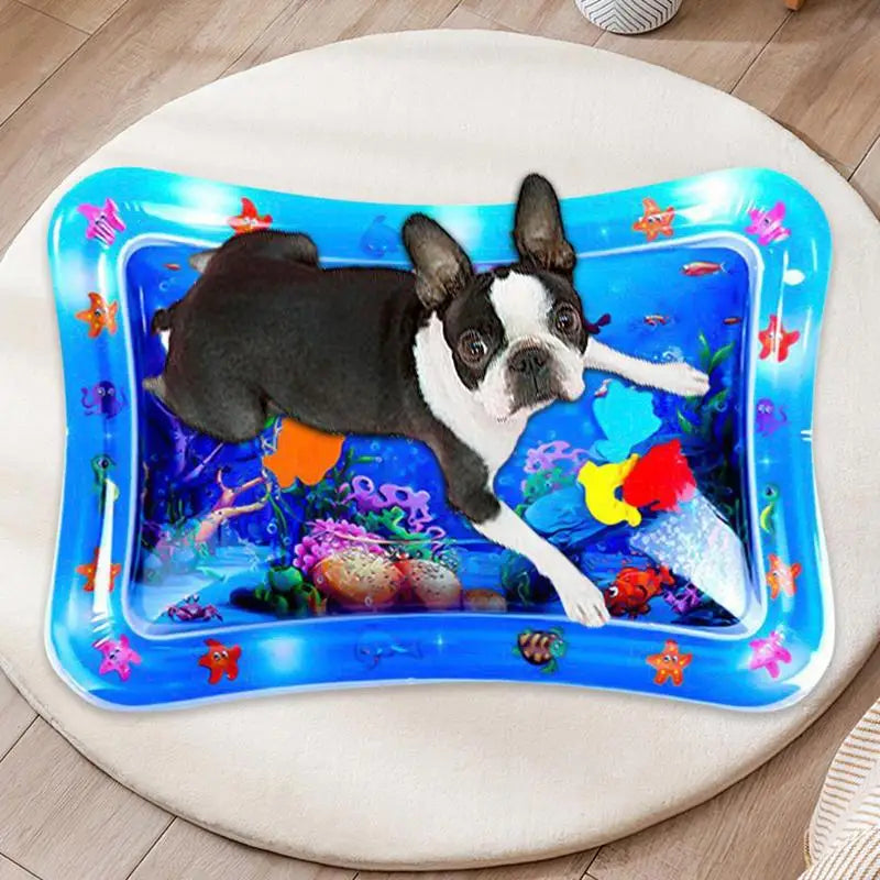 Water Sensor Play Mat Cat Pat Water Mat Thickened Interactive Cat Toys with Marine Design for Small Animals Cool Comfortable