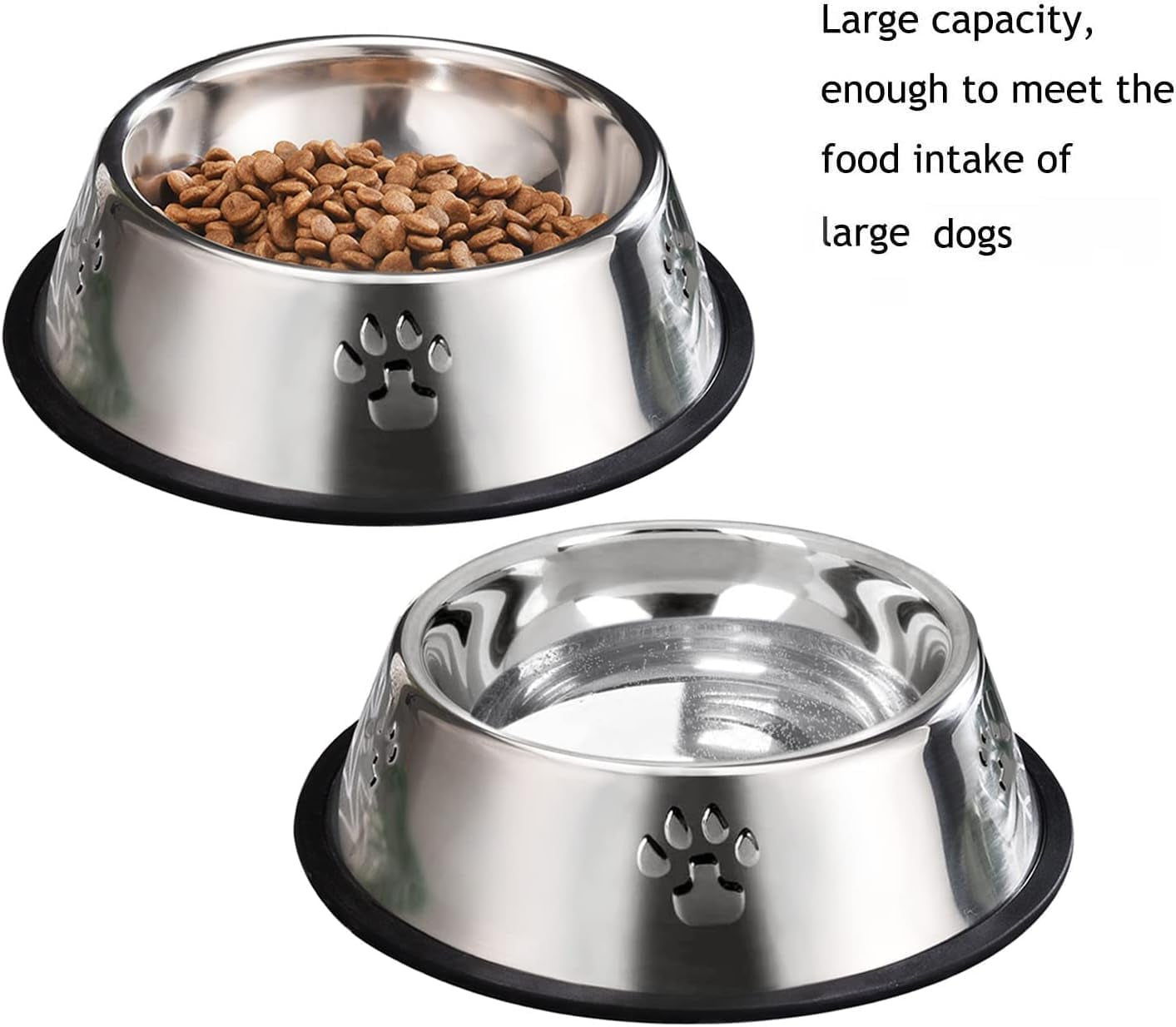 2 Stainless Steel Bowl shallow with Rubber Base