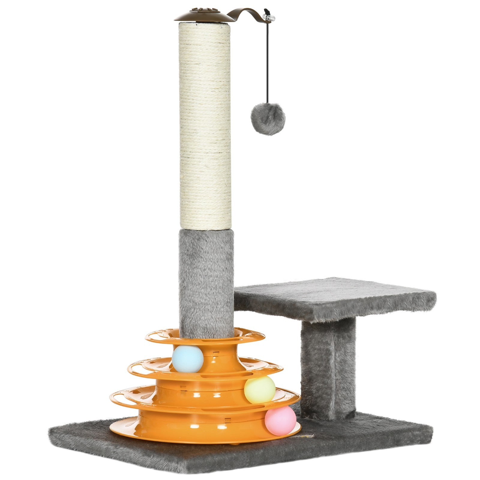 Pawhut 56Cm Cat Tree for Indoor Cats, Scratching Post W/ Cat Toys - Grey
