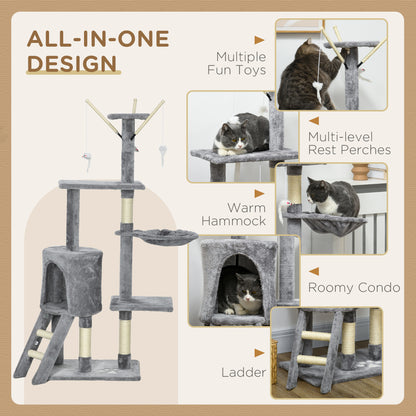 Cat Tree Kitty Activity Centre Condo Scratching Post with Toys 131Cm