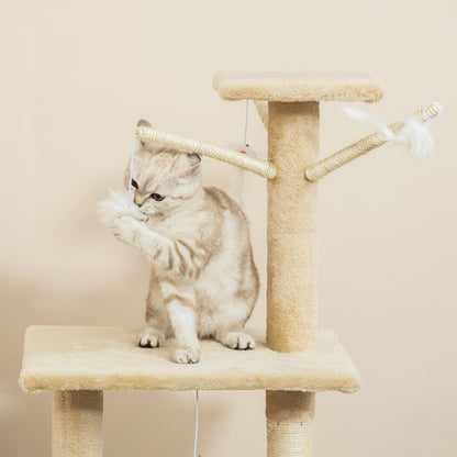 Cat Tree Kitty Activity Centre Condo Scratching Post with Toys 131Cm