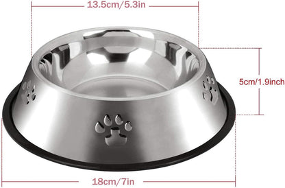 2 Stainless Steel Bowl shallow  with Rubber Base