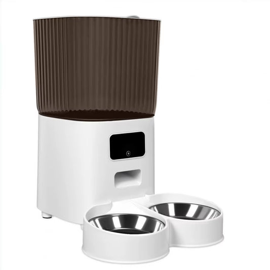 Smart Pet Feeder with Dual Bowls Wifi APP Remote Control 5L Transparent Storage Bucket Automatic Food Dispenser