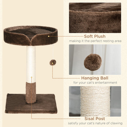 Pawhut Small Cat Tree for Indoor Cats W/ Sisal Scratching Post Bed Cushion Toy
