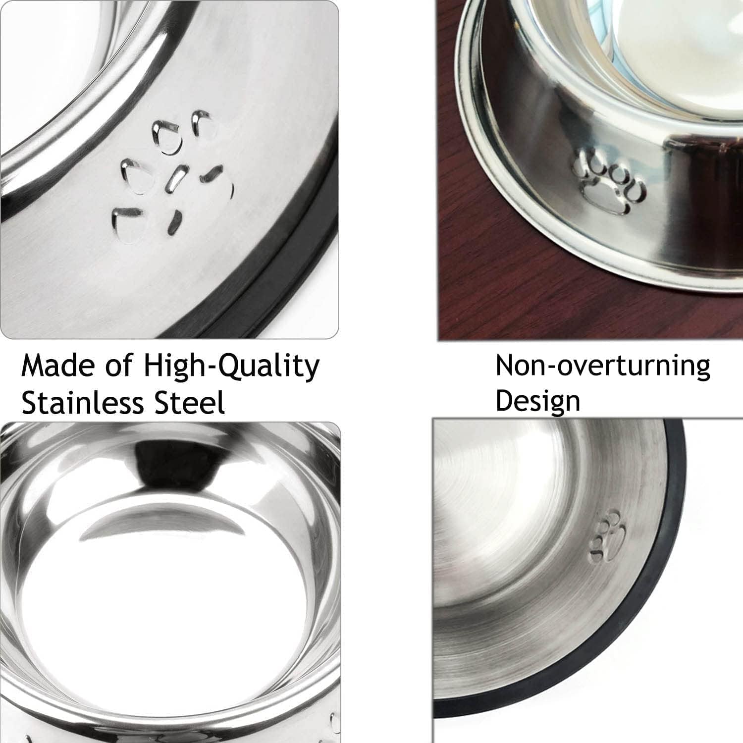 2 Stainless Steel Bowl shallow  with Rubber Base