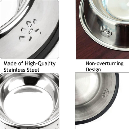 2 Stainless Steel Bowl shallow  with Rubber Base